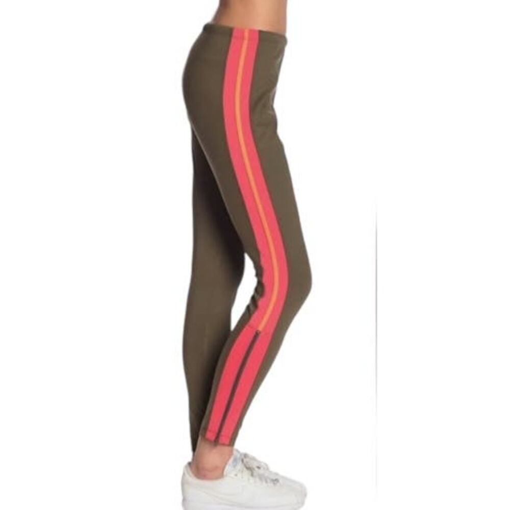 NWOT Free People Movement Olive Green Side Stripes HR Leggings Fits Medium